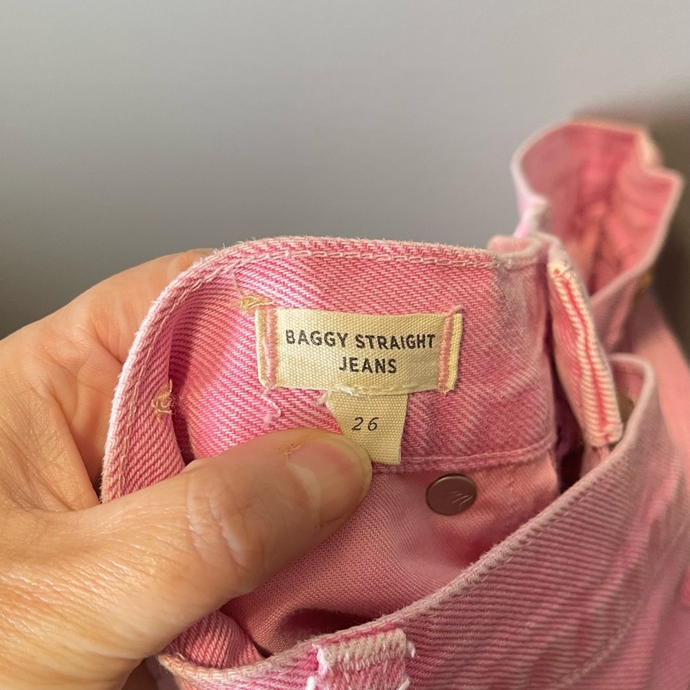 Madewell Baggy Straight Jeans Garment Dyed Edition Retro Pink Size 26 - Picture 4 of 6